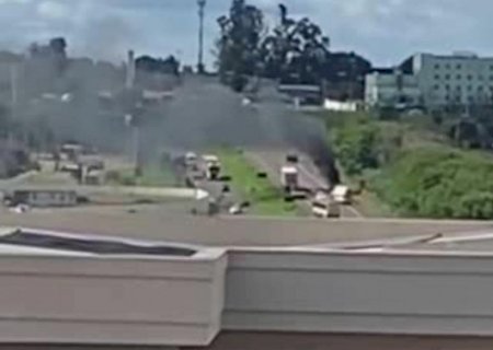 Caminhonete pega fogo na BR-163 em Campo Grande e mobiliza CCR MSVia e Corpo de Bombeiros