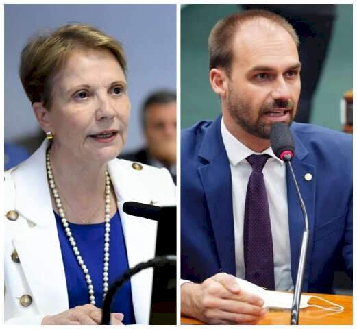 Fora da lista de Tereza, Eduardo Bolsonaro ataca senadora