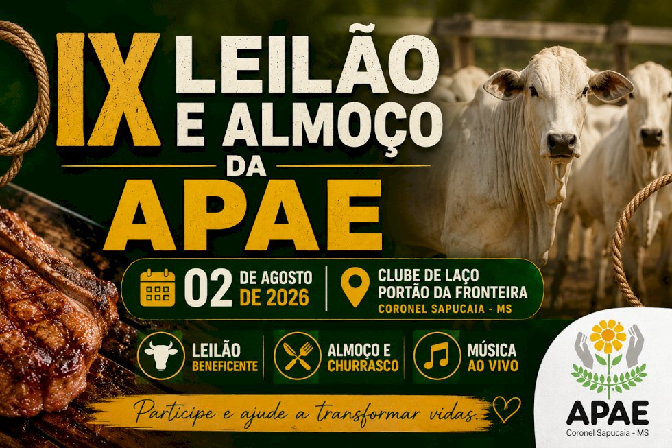 IX Leilão e Almoço da APAE acontece no dia 02 de agosto em Coronel Sapucaia