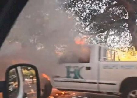 Caminhonete pega fogo em avenida do Parque dos Poderes