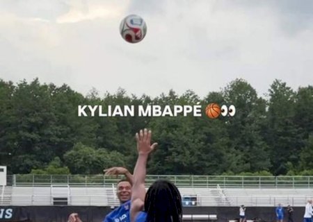 Basquete? Mbappé mostra habilidade e faz cesta adaptada em treino da França; veja vídeo