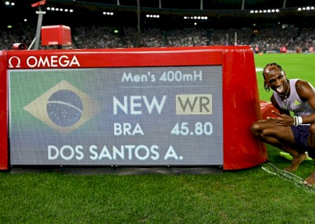 Alison dos Santos bate recorde mundial nos 400m com barreiras em etapa da Diamond League