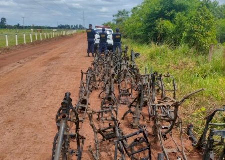 Mais de 120 quadros de motos s&atilde;o encontrados em matagal de Anhandu&iacute;