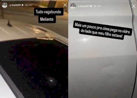 Zagueiro de MS tem carro apedrejado ap&oacute;s jogo e diz que filho quase foi atingido